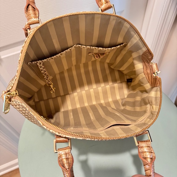 Brahmin Handbag, Tan Leather, Snakeskin Look - Picture 10 of 10